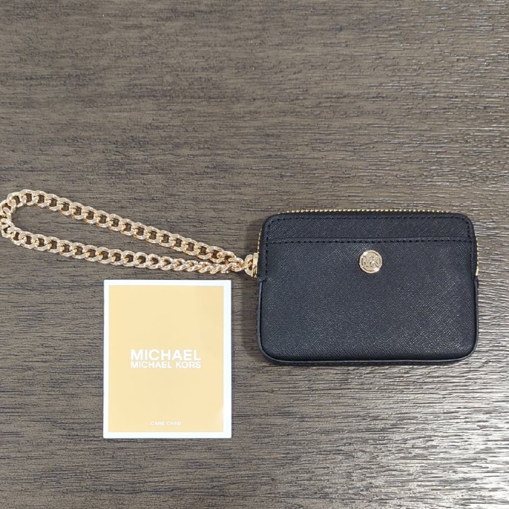 Michael Kors Black Wallet with Gold Chain